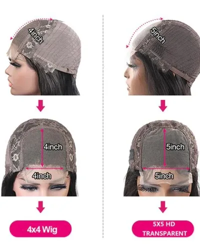 Body Wave 5X5 Lace Closure Glueless Wigs Virgin Human Hair