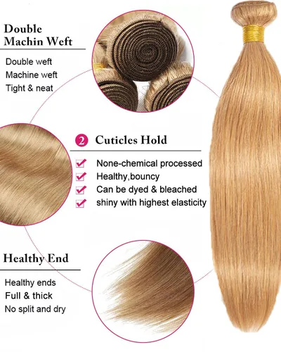 #27 Honey Blonde Brazilian Straight Hair Bundles(Value)