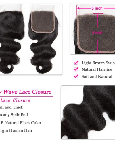 5*5 Body Wave Lace Closur