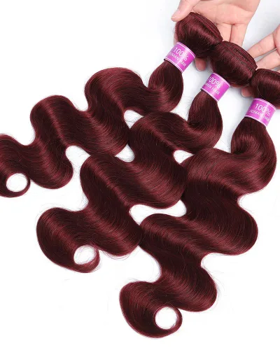 Brazilian Body Wave 99J Burgundy Human Hair Bundle(Value)