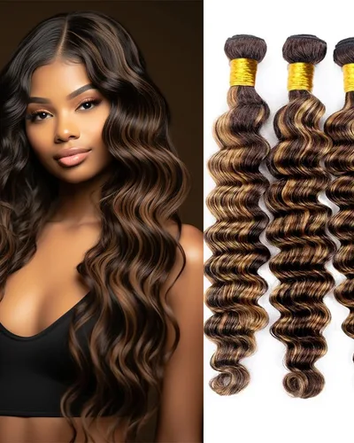 Highlight Ombre #P4/27 Deep Wave Indian Virgin Hair Bundle (Premium)