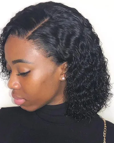 Short Deep Bob Wigs 13x4 Lace Front Human Hair Wigs Natural Black