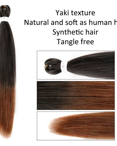 EZ Braid #1B/30 Pre Stretched Braiding Hair 26" Yaki Synthetic Hair