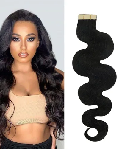 10A Body Wave Tape Ins Human Hair Extension Natural Black