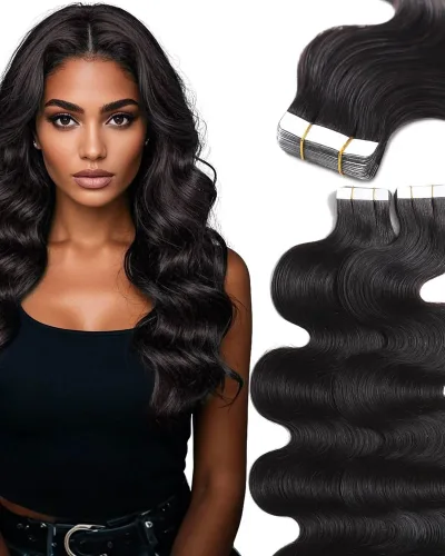 10A Body Wave Tape Ins Human Hair Extension Natural Black