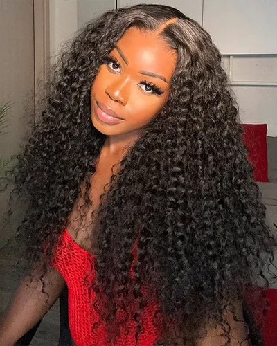 Kinky Curly Glueless Wigs 13x4 Transparent Lace Front 180% Density Pre-Plucked Virgin Human Hair
