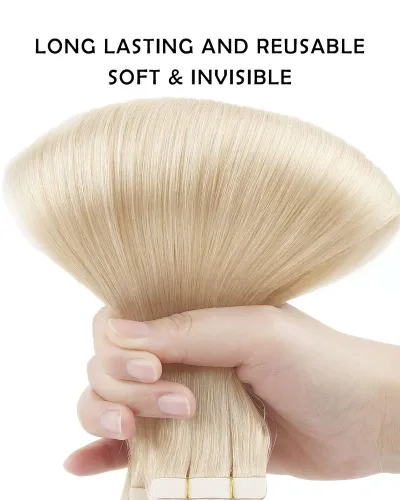 10A Blonde Straight Tape Ins Human Hair Extension #613