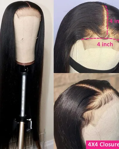 4X4 Lace Closure Straight Wigs Virgin Human Hair