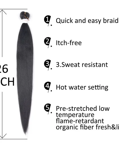EZ Braid #2 Pre Stretched Braiding Hair 26" Yaki Synthetic Hair
