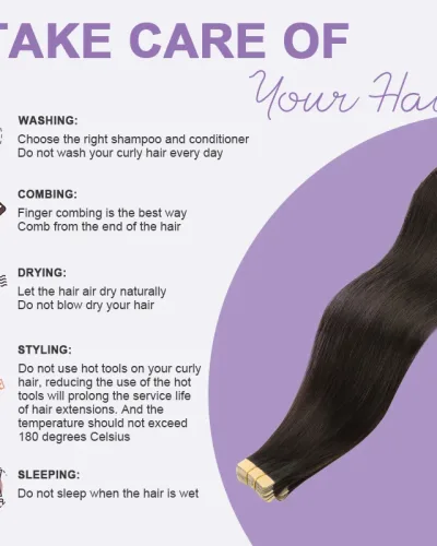 10A Deep Wave Tape Ins Human Hair Extension Natural Black