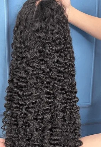 Burmese curly Wigs 13x4 Transparent Lace Front 180% Density Pre-Plucked Virgin Human Hair