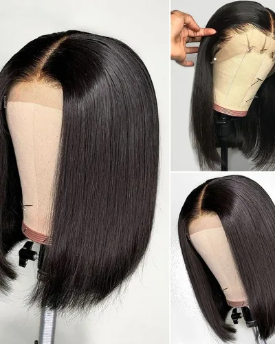 4x4 Lace Closure Short Bob Wigs Straight Hair Wigs
