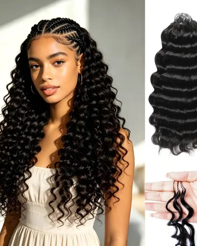 Deep Wave Feather Crochet Human Hair Extension