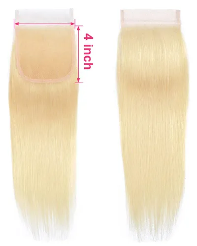 #613 Straight Blonde HD Lace Closure 4"x4"