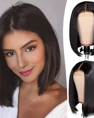 4x4 Lace Closure Short Bob Wigs Straight Hair Wigs