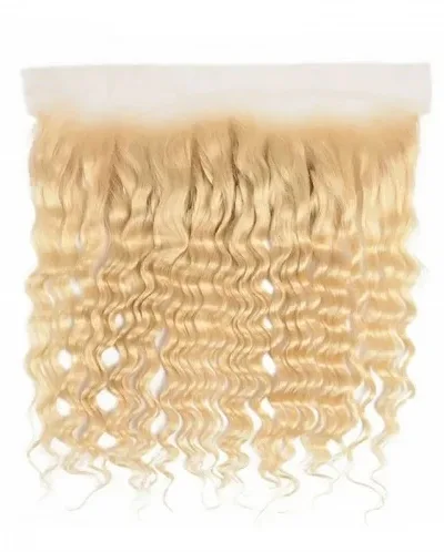 #613 13*4 Deep Wave Blonde Human Hair HD Lace Frontal