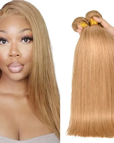 #27 Honey Blonde Brazilian Straight Hair Bundles(Value)