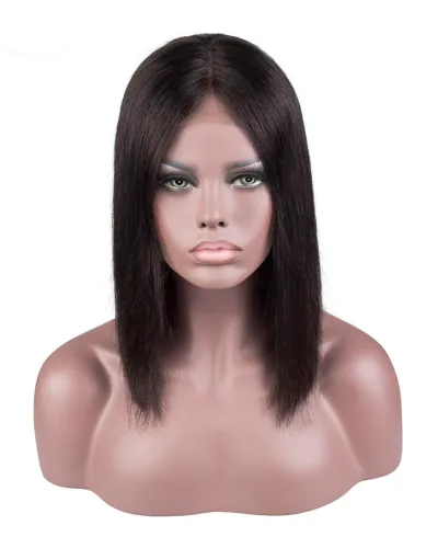 Short Straight Bob Wigs 13x4 Lace Front Human Hair Wigs Natural Black
