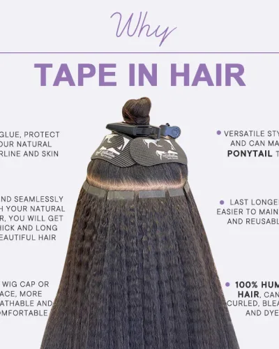 10A Deep Wave Tape Ins Human Hair Extension Natural Black