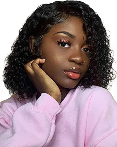 Brazilian Short Curly Hair Bob Wigs 13x4 Lace Front Human Hair Wigs