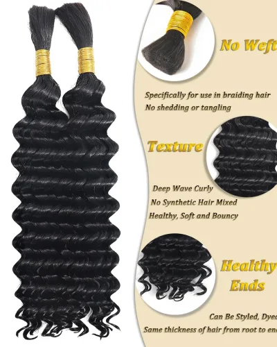 Deep Wave Bulk 100% Human Hair for Braiding