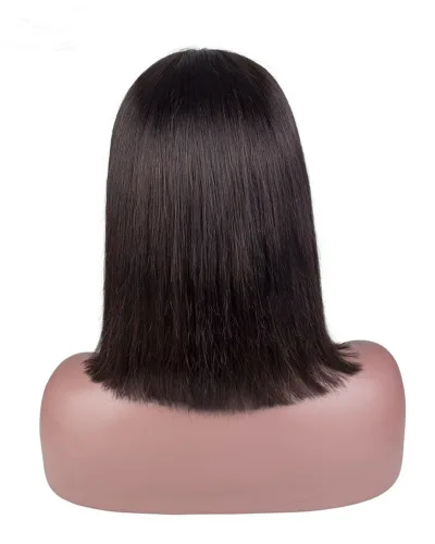 Short Straight Bob Wigs 13x4 Lace Front Human Hair Wigs Natural Black
