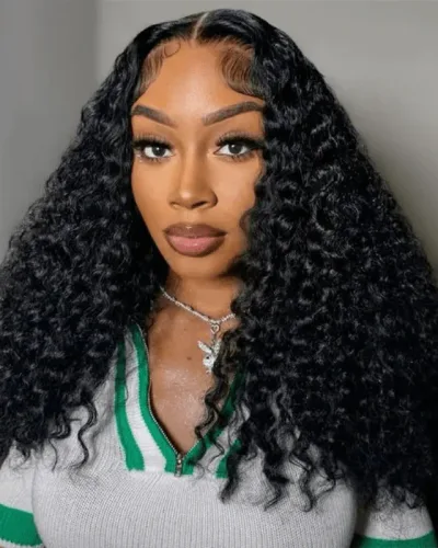Burmese curly Wigs 13x4 Transparent Lace Front 180% Density Pre-Plucked Virgin Human Hair