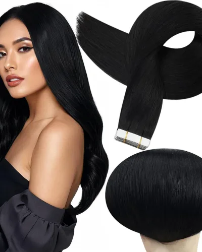 10A Straight Tape Ins Human Hair Extension Natural Black