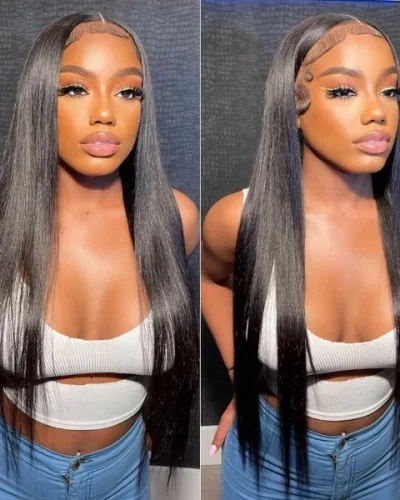 Straight 5X5 Lace Closure Glueless Wigs Virgin Human Hair
