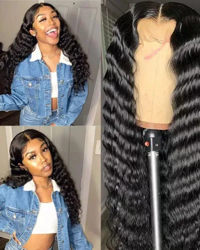 Deep Wave 13x4 Lace Front Pre-Plucked Virgin Hair Wig