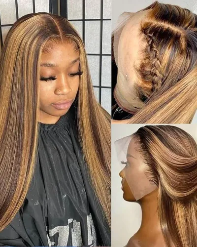 Straight Highlight Honey Blonde 13*4 Wigs