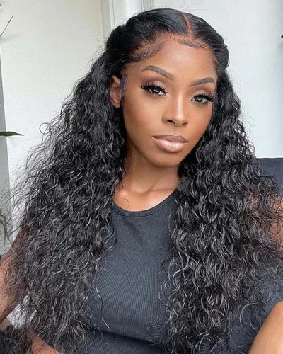 Water Wave 5X5 Lace Closure Glueless Wigs Virgin Human Hair